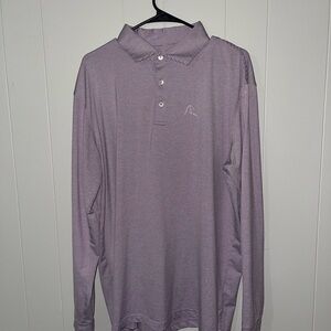 Rhoback Lavender Striped Long Sleve Polo Shirt